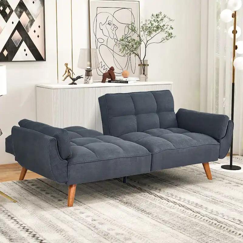 Canapé Futon, Canapé-lit Pliant Convertible avec 2 Oreillers/Accoudoirs pour Salon