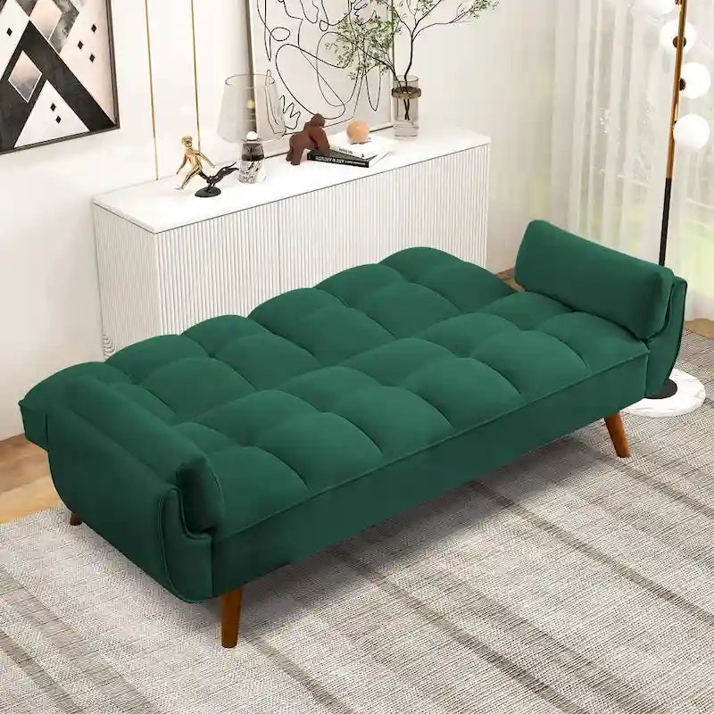 Canapé Futon, Canapé-lit Pliant Convertible avec 2 Oreillers/Accoudoirs pour Salon