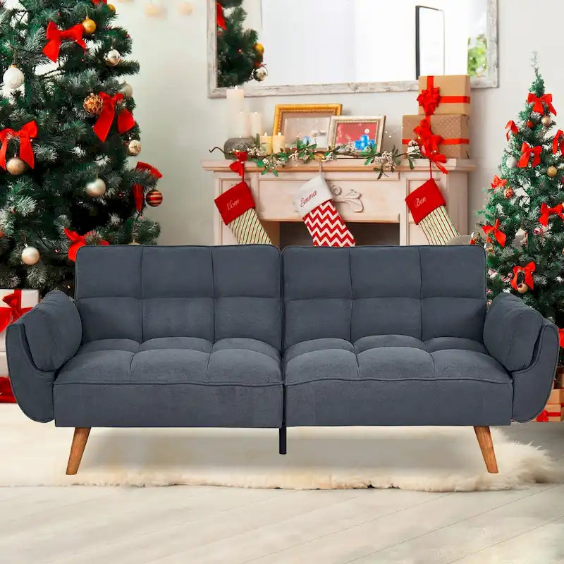 Canapé Futon, Canapé-lit Pliant Convertible avec 2 Oreillers/Accoudoirs pour Salon