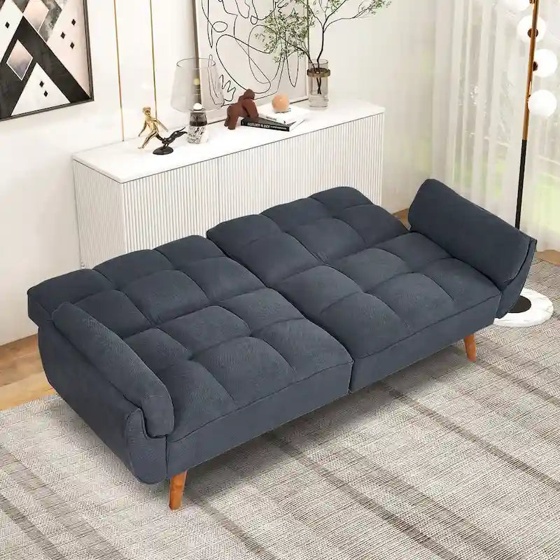 Canapé Futon, Canapé-lit Pliant Convertible avec 2 Oreillers/Accoudoirs pour Salon
