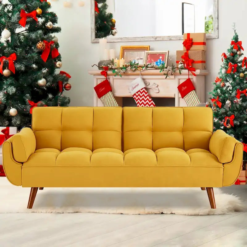 Canapé Futon, Canapé-lit Pliant Convertible avec 2 Oreillers/Accoudoirs pour Salon