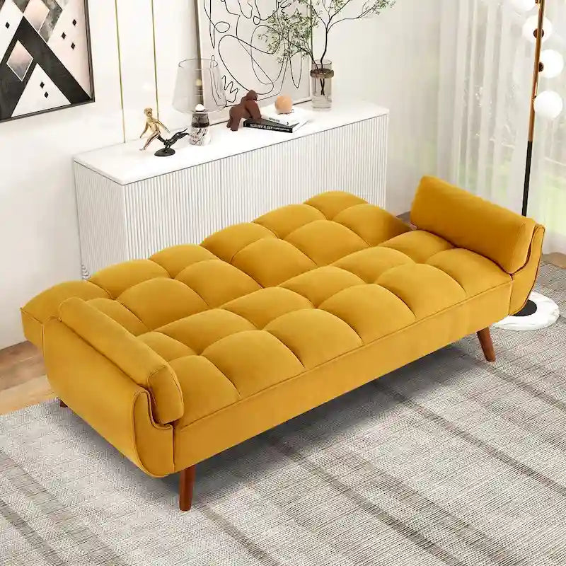 Canapé Futon, Canapé-lit Pliant Convertible avec 2 Oreillers/Accoudoirs pour Salon