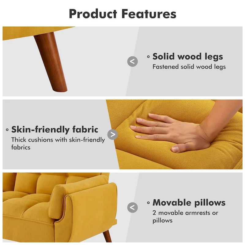 Canapé Futon, Canapé-lit Pliant Convertible avec 2 Oreillers/Accoudoirs pour Salon