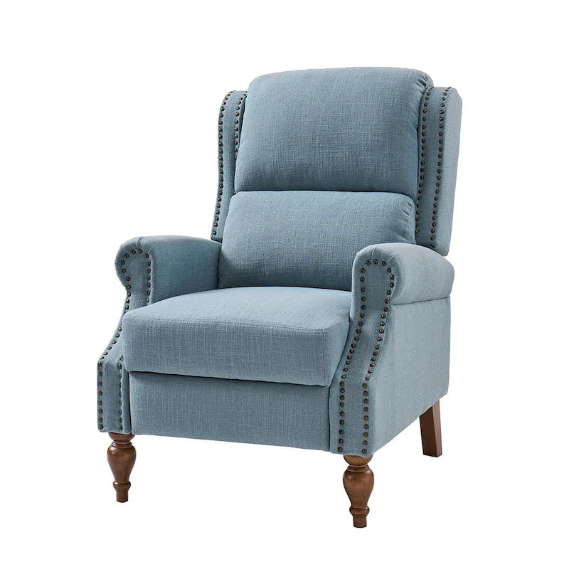 Fauteuil inclinable manuel Terri Traditional avec accoudoirs arrondis et pieds en bois massif par HULALA HOME