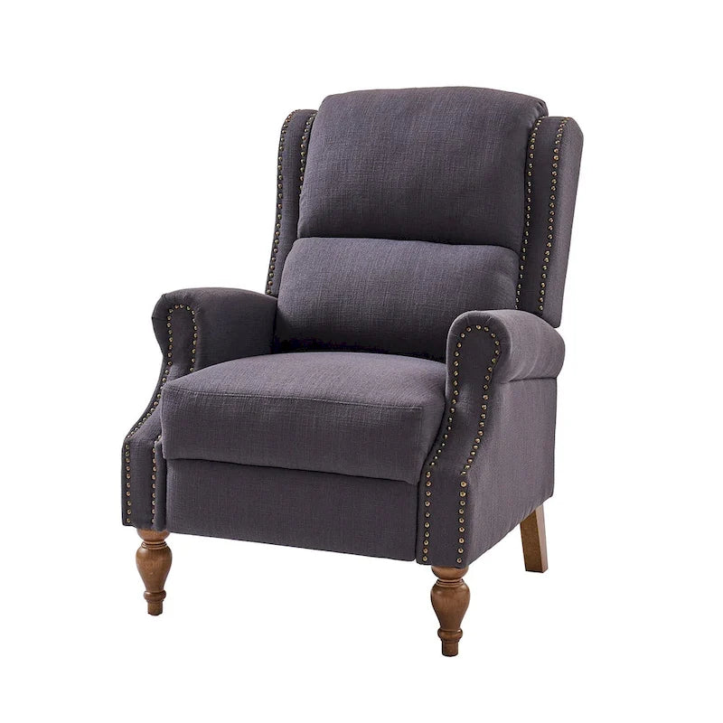Fauteuil inclinable manuel Terri Traditional avec accoudoirs arrondis et pieds en bois massif par HULALA HOME