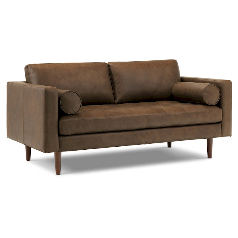 Canapé d'appartement Napa 72 Poly & Bark - Cuir véritable pleine fleur italien