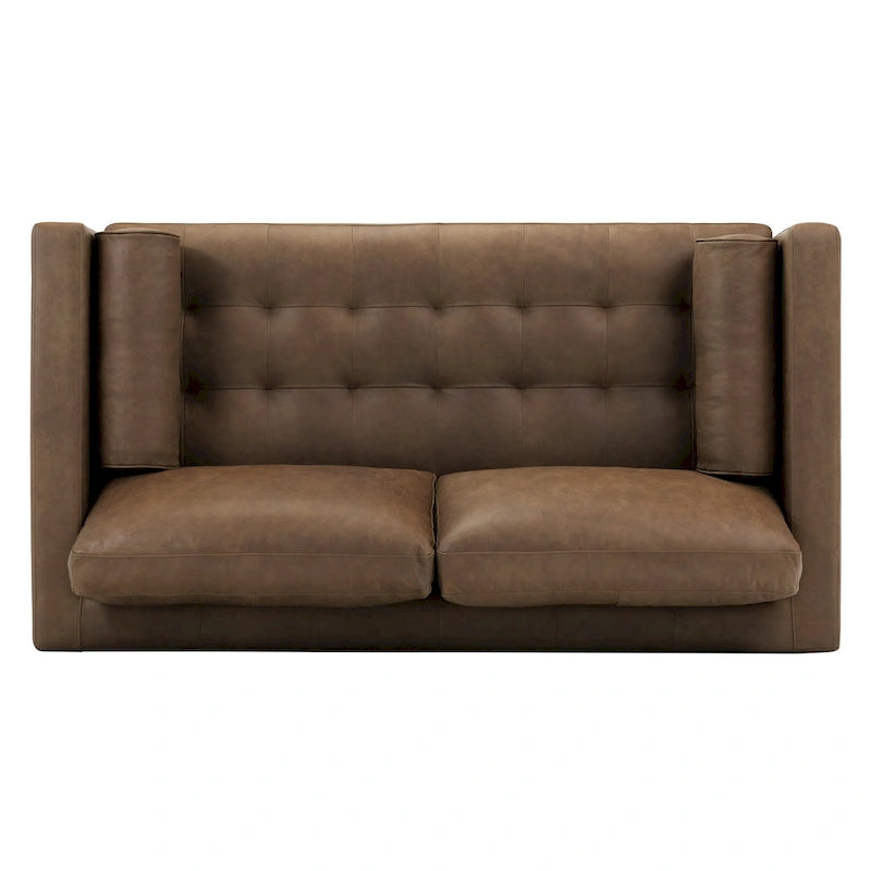 Canapé d'appartement Napa 72 Poly & Bark - Cuir véritable pleine fleur italien