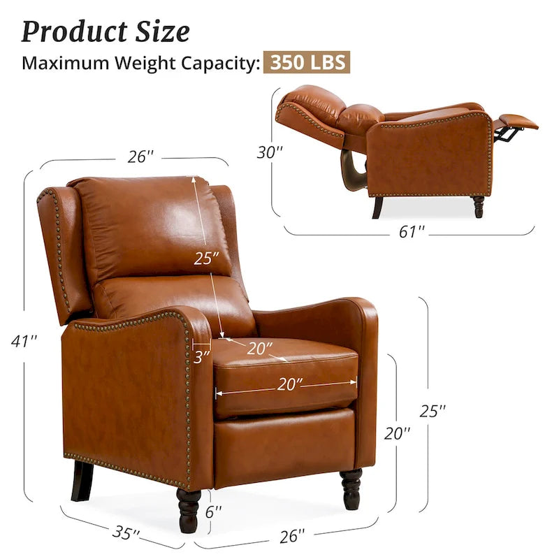 Fauteuil Inclinable en Cuir COZYMAN, Fauteuil de Salon Confortable