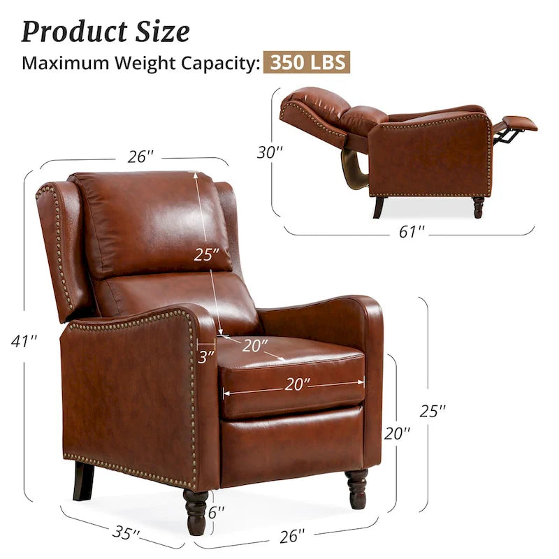 Fauteuil Inclinable en Cuir COZYMAN, Fauteuil de Salon Confortable