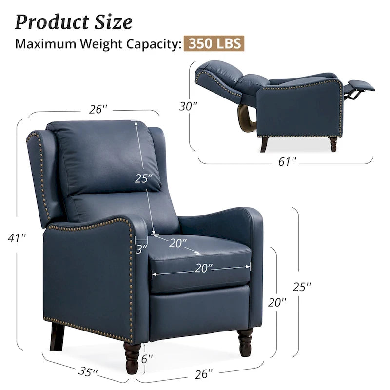 Fauteuil Inclinable en Cuir COZYMAN, Fauteuil de Salon Confortable