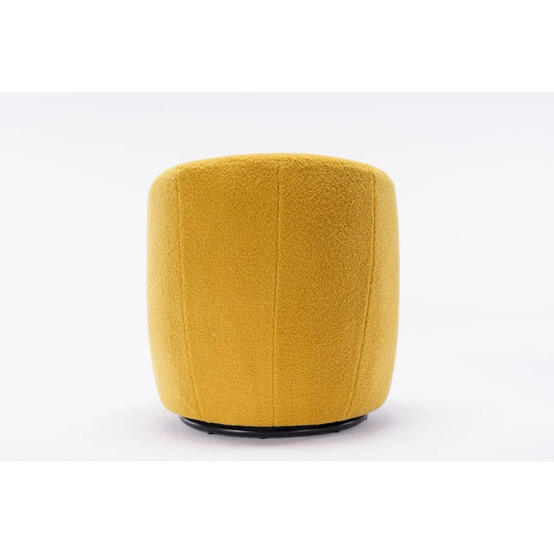 Fauteuil Pivotant d'Appoint en Tissu Teddy, Fauteuil Tonneau Rembourré avec Piètement Rond Pivotant en Métal Noir