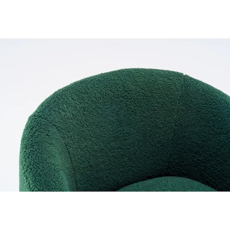 Fauteuil Pivotant d'Appoint en Tissu Teddy, Fauteuil Tonneau Rembourré avec Piètement Rond Pivotant en Métal Noir