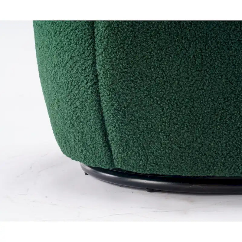 Fauteuil Pivotant d'Appoint en Tissu Teddy, Fauteuil Tonneau Rembourré avec Piètement Rond Pivotant en Métal Noir