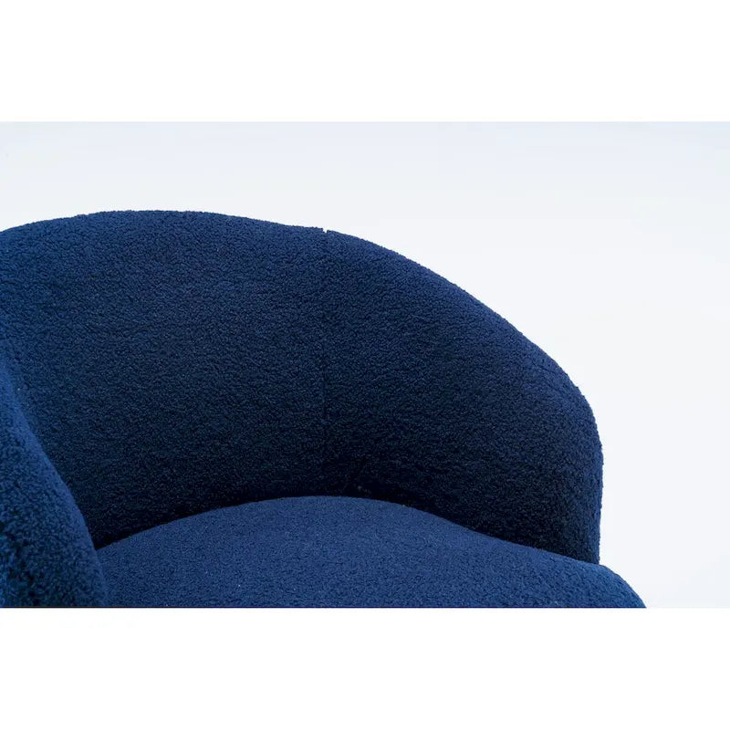 Fauteuil Pivotant d'Appoint en Tissu Teddy, Fauteuil Tonneau Rembourré avec Piètement Rond Pivotant en Métal Noir