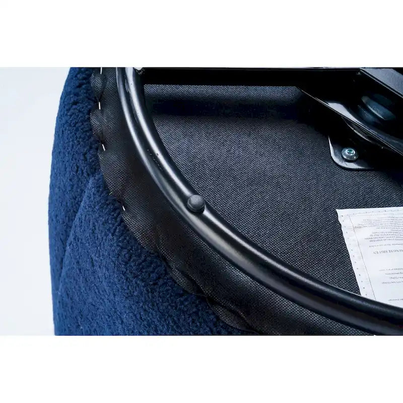 Fauteuil Pivotant d'Appoint en Tissu Teddy, Fauteuil Tonneau Rembourré avec Piètement Rond Pivotant en Métal Noir