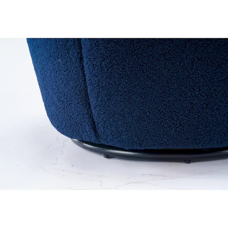 Fauteuil Pivotant d'Appoint en Tissu Teddy, Fauteuil Tonneau Rembourré avec Piètement Rond Pivotant en Métal Noir