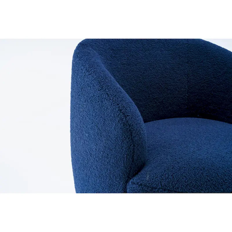 Fauteuil Pivotant d'Appoint en Tissu Teddy, Fauteuil Tonneau Rembourré avec Piètement Rond Pivotant en Métal Noir