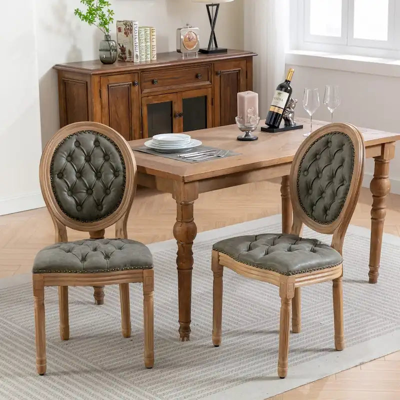 Chaises de salle à manger en bois avec clous décoratifs, ensemble de 2