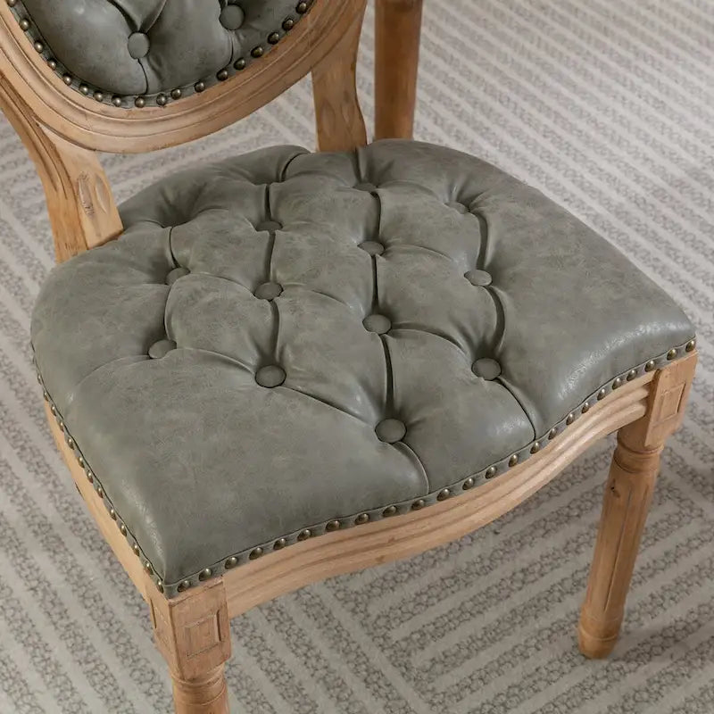 Chaises de salle à manger en bois avec clous décoratifs, ensemble de 2