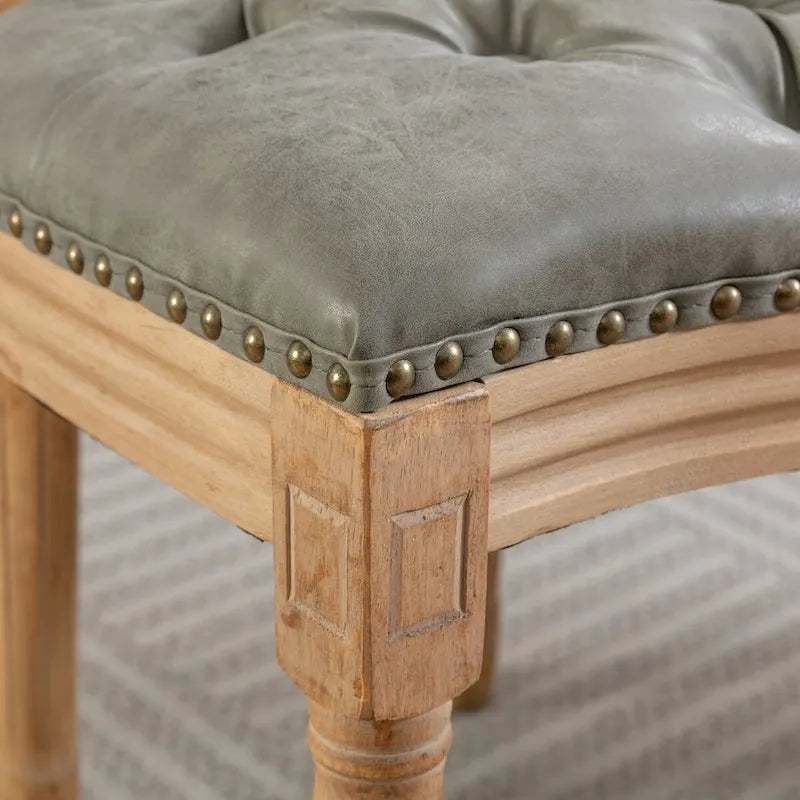 Chaises de salle à manger en bois avec clous décoratifs, ensemble de 2