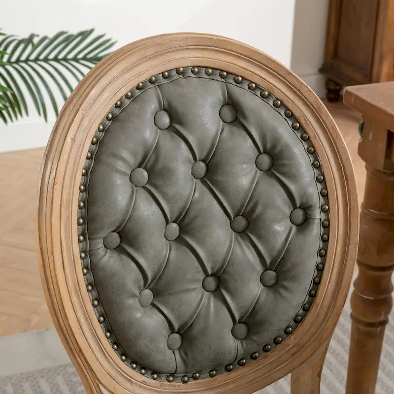 Chaises de salle à manger en bois avec clous décoratifs, ensemble de 2