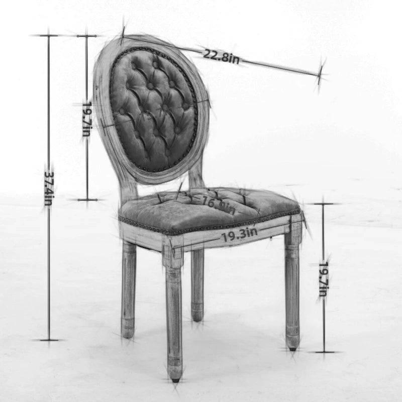 Chaises de salle à manger en bois avec clous décoratifs, ensemble de 2
