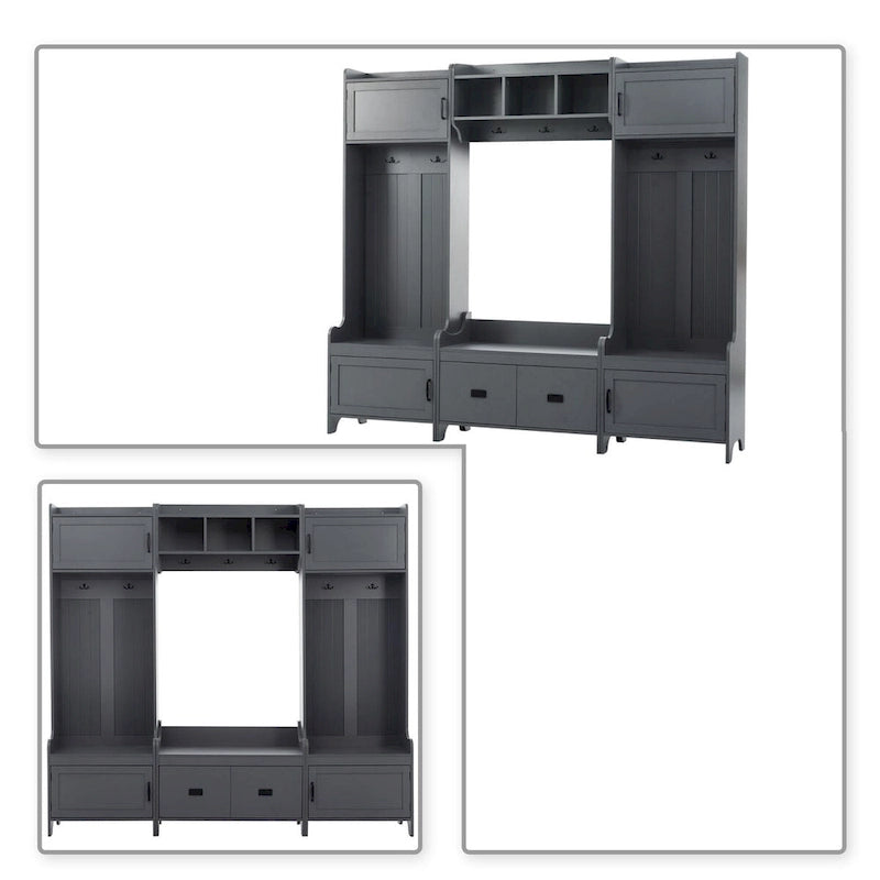 Porte-manteau modulaire multifonctionnel en bois 4-en-1 sur pied