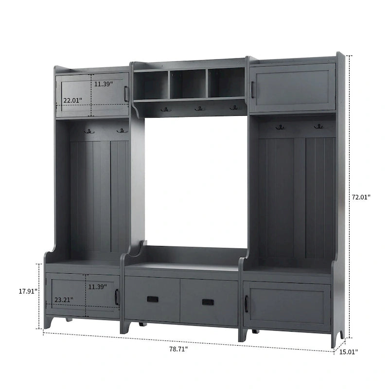 Porte-manteau modulaire multifonctionnel en bois 4-en-1 sur pied