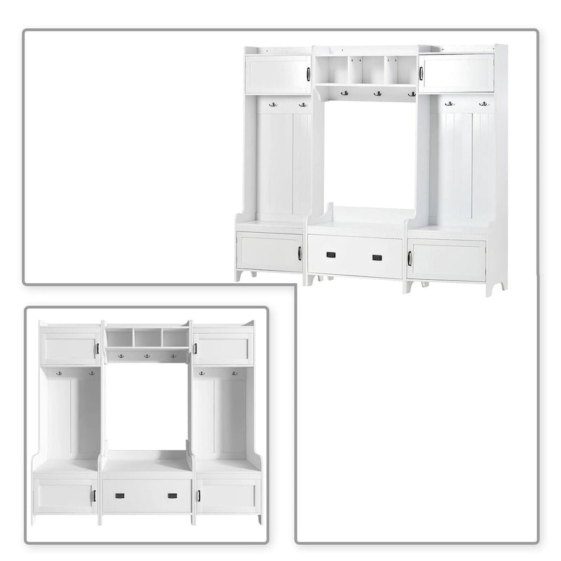 Porte-manteau modulaire multifonctionnel en bois 4-en-1 sur pied