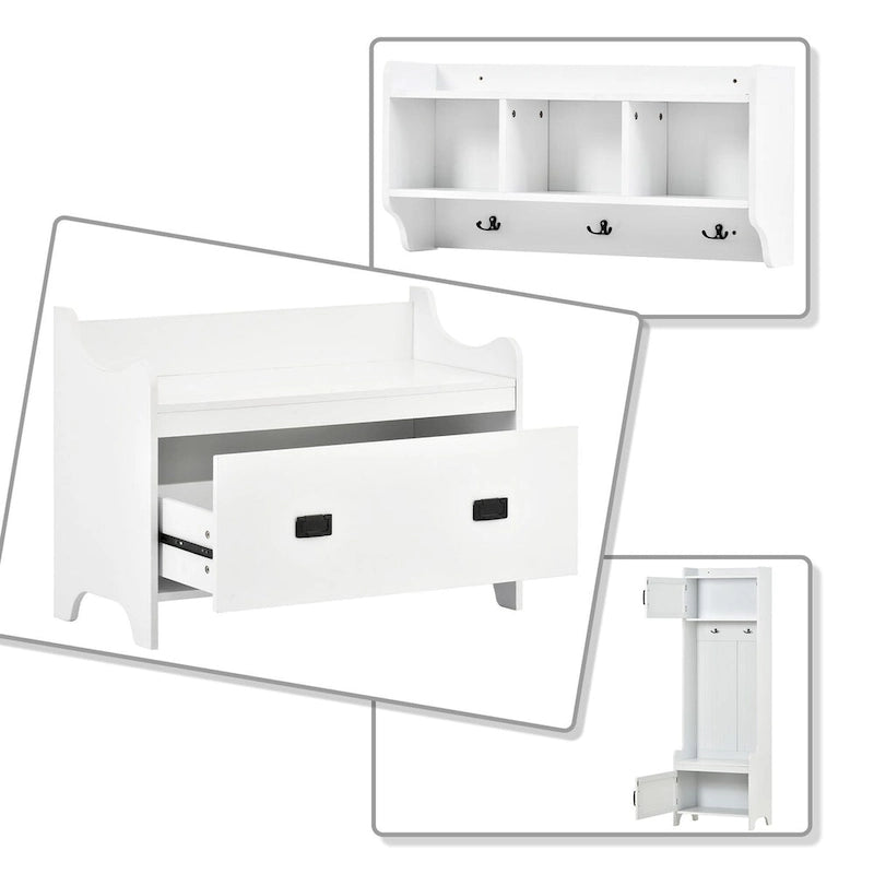 Porte-manteau modulaire multifonctionnel en bois 4-en-1 sur pied