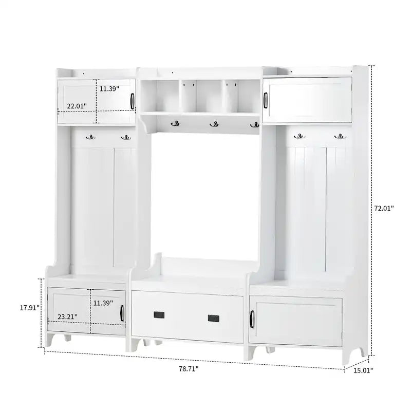 Porte-manteau modulaire multifonctionnel en bois 4-en-1 sur pied