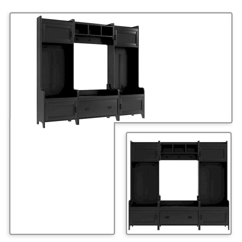 Porte-manteau modulaire multifonctionnel en bois 4-en-1 sur pied