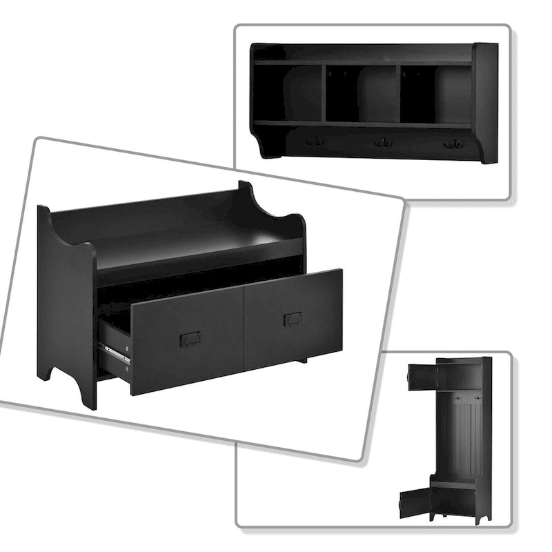 Porte-manteau modulaire multifonctionnel en bois 4-en-1 sur pied
