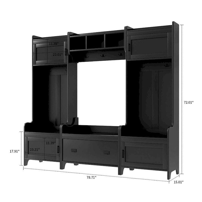 Porte-manteau modulaire multifonctionnel en bois 4-en-1 sur pied