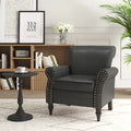 Fauteuil d'appoint en PU avec accoudoirs arrondis et clous décoratifs