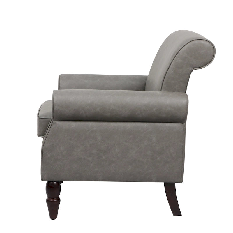 Fauteuil d'appoint en PU avec accoudoirs arrondis et clous décoratifs