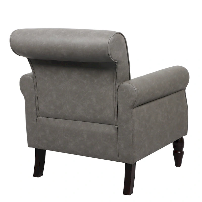 Fauteuil d'appoint en PU avec accoudoirs arrondis et clous décoratifs