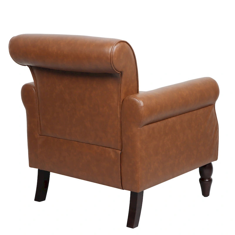 Fauteuil d'appoint en PU avec accoudoirs arrondis et clous décoratifs