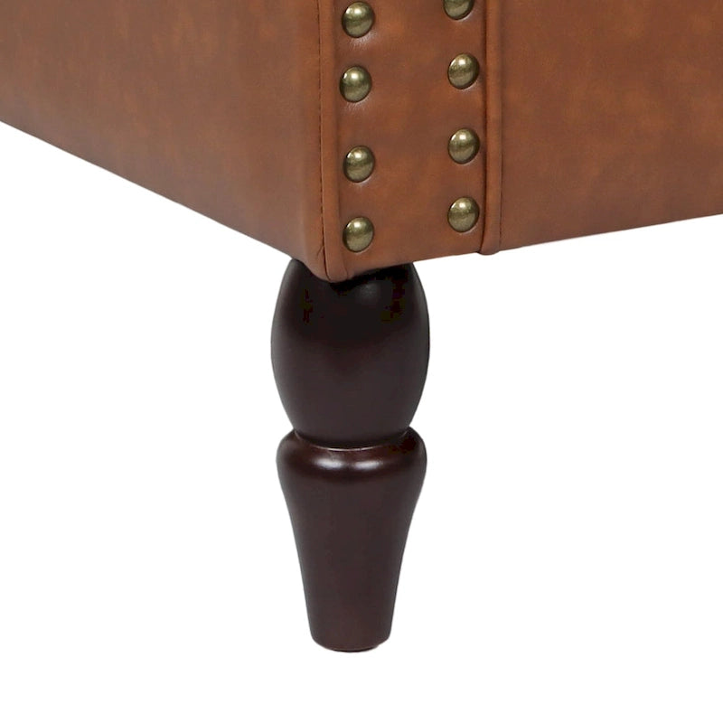 Fauteuil d'appoint en PU avec accoudoirs arrondis et clous décoratifs