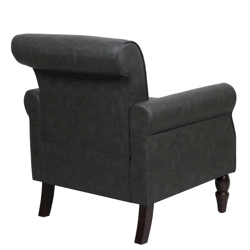 Fauteuil d'appoint en PU avec accoudoirs arrondis et clous décoratifs