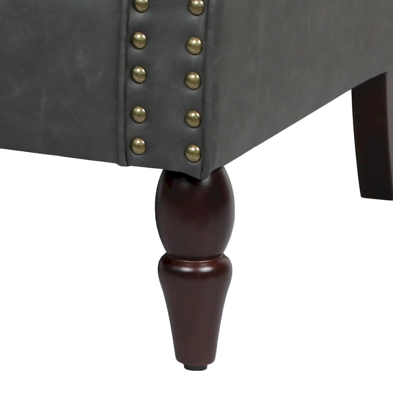 Fauteuil d'appoint en PU avec accoudoirs arrondis et clous décoratifs