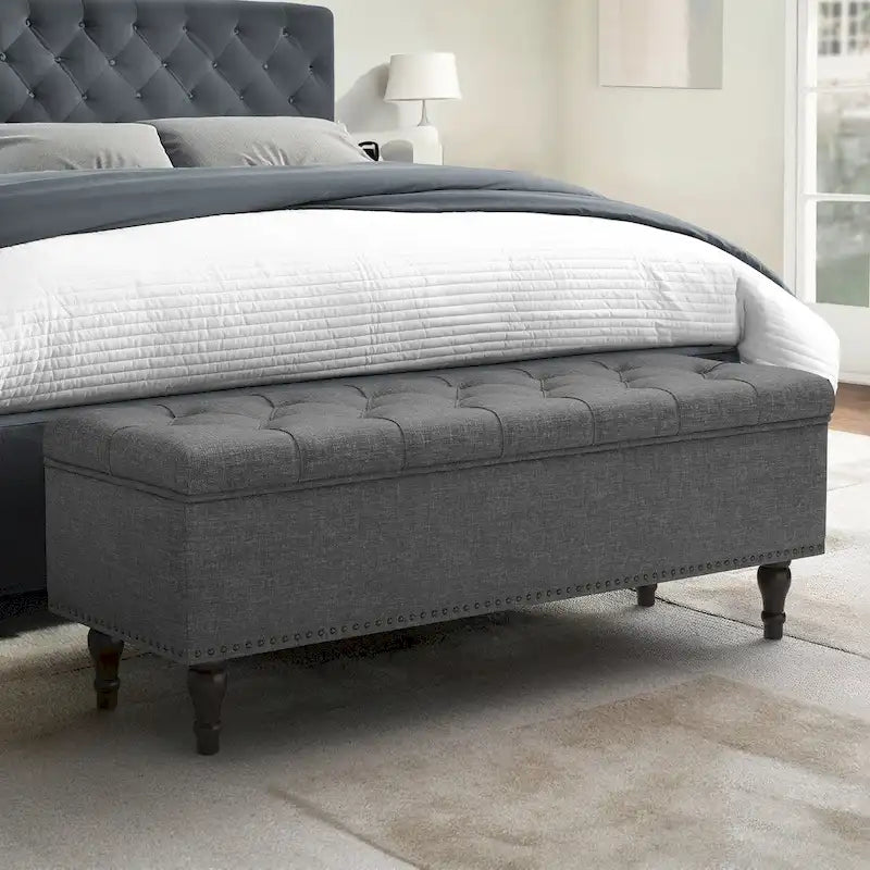 COZYMAN Banc de rangement capitonné, Pouf rembourré avec rangement - 50.8 L X 17.1 P X 18.3 H