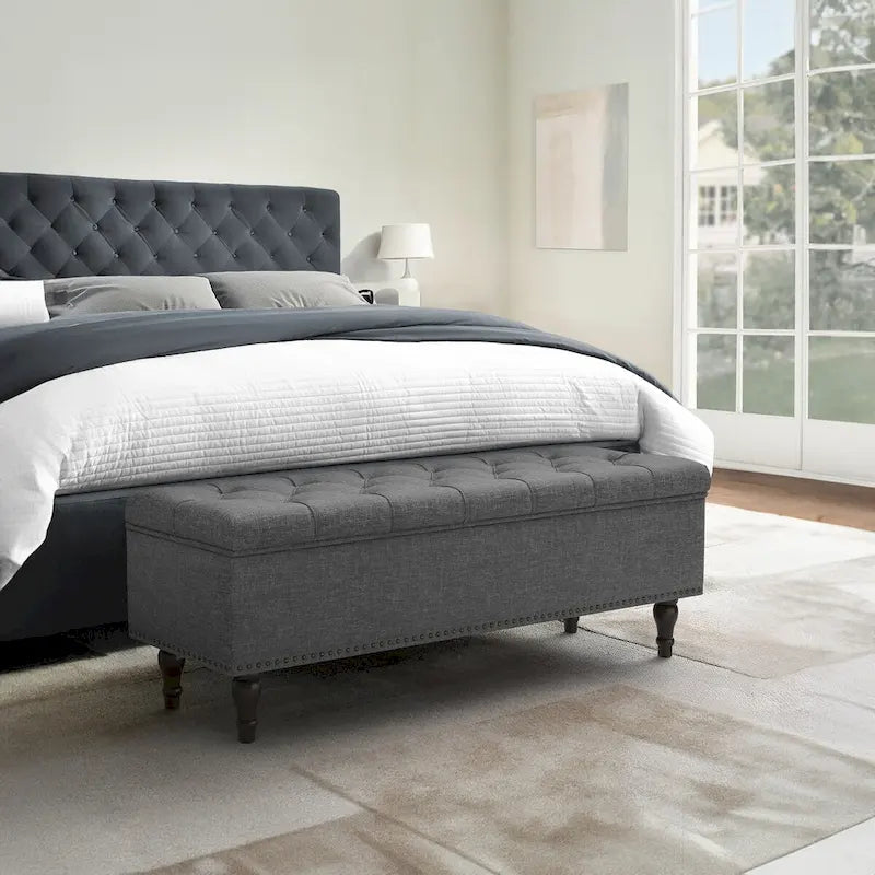 COZYMAN Banc de rangement capitonné, Pouf rembourré avec rangement - 50.8 L X 17.1 P X 18.3 H