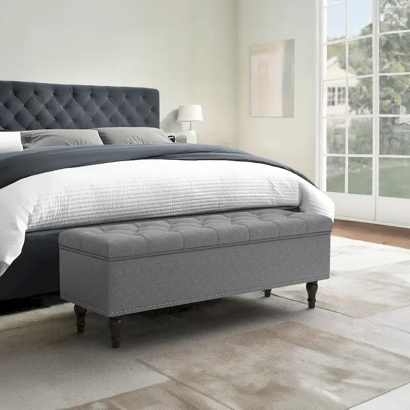 COZYMAN Banc de rangement capitonné, Pouf rembourré avec rangement - 50.8 L X 17.1 P X 18.3 H