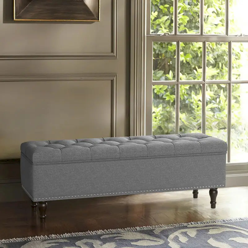 COZYMAN Banc de rangement capitonné, Pouf rembourré avec rangement - 50.8 L X 17.1 P X 18.3 H