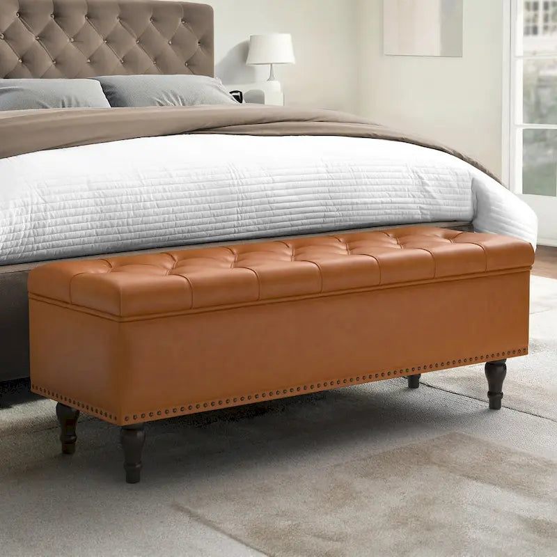 COZYMAN Banc de rangement capitonné, Pouf rembourré avec rangement - 50.8 L X 17.1 P X 18.3 H