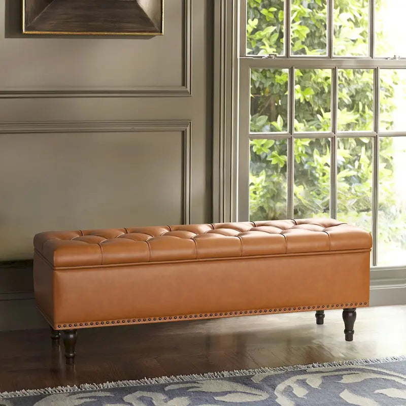 COZYMAN Banc de rangement capitonné, Pouf rembourré avec rangement - 50.8 L X 17.1 P X 18.3 H