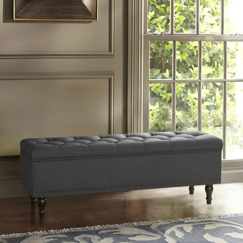 COZYMAN Banc de rangement capitonné, Pouf rembourré avec rangement - 50.8 L X 17.1 P X 18.3 H