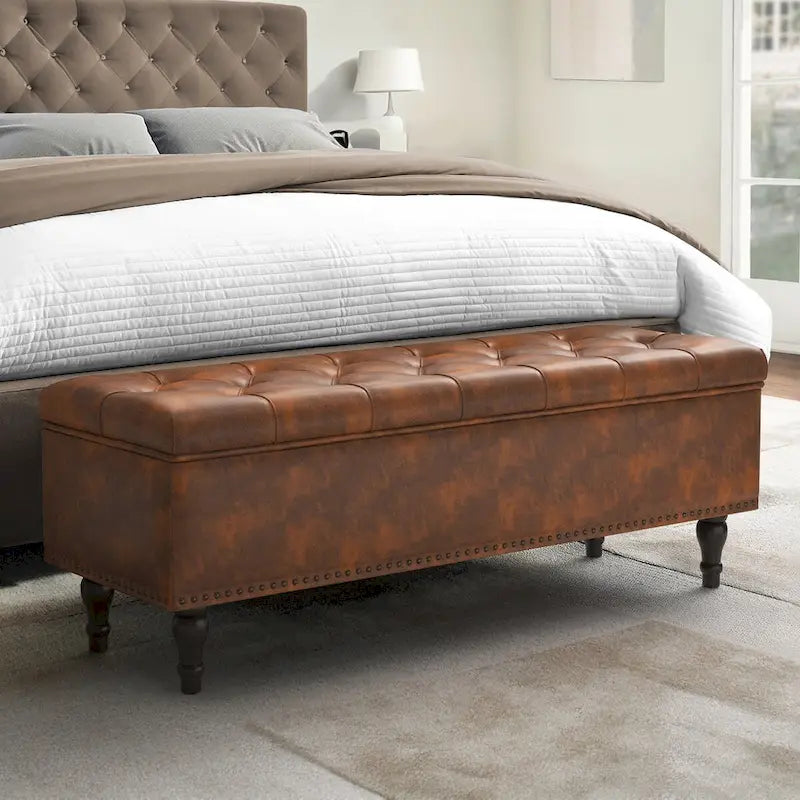 COZYMAN Banc de rangement capitonné, Pouf rembourré avec rangement - 50.8 L X 17.1 P X 18.3 H
