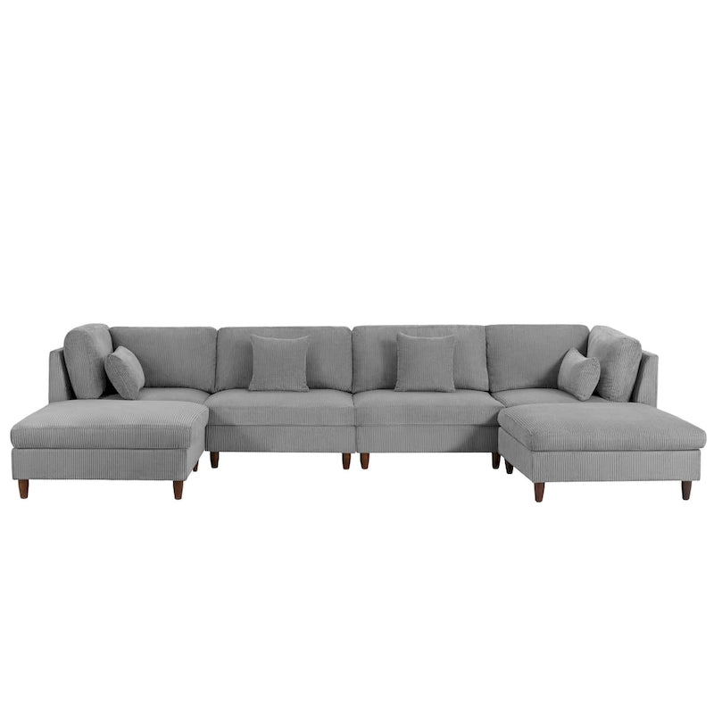 Ensemble de canapé modulaire en velours côtelé avec ottoman